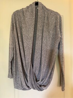 Pinkblush Gray Draped Open-Front Cardigan with Twist Hem, nursing & maternity